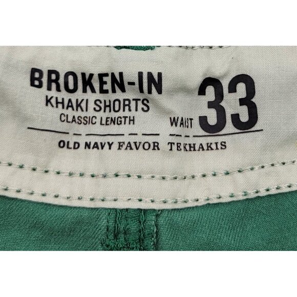 old navy broken in khaki Shorts Classic Length green sz 33 men - Picture 6 of 8